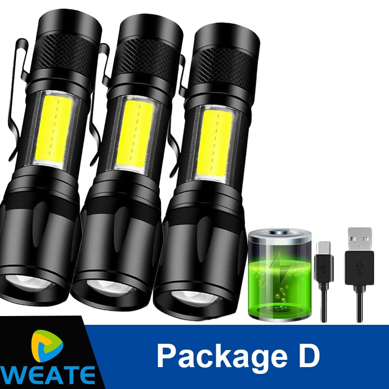 Portable Rechargeable Zoom LED Flashlight XP-G Q5 Flash Light Torch Lantern 3 Lighting Modes Camping Light Mini Led Flashlight
